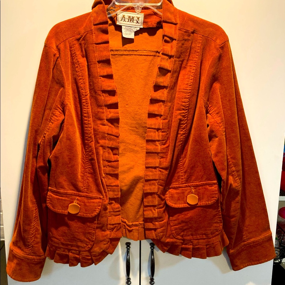 Ruffle Collar Corduroy Blazer